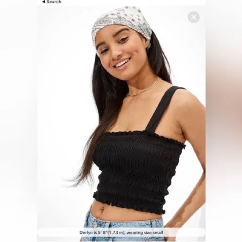 American Eagle Cropped Smocked Tank Top